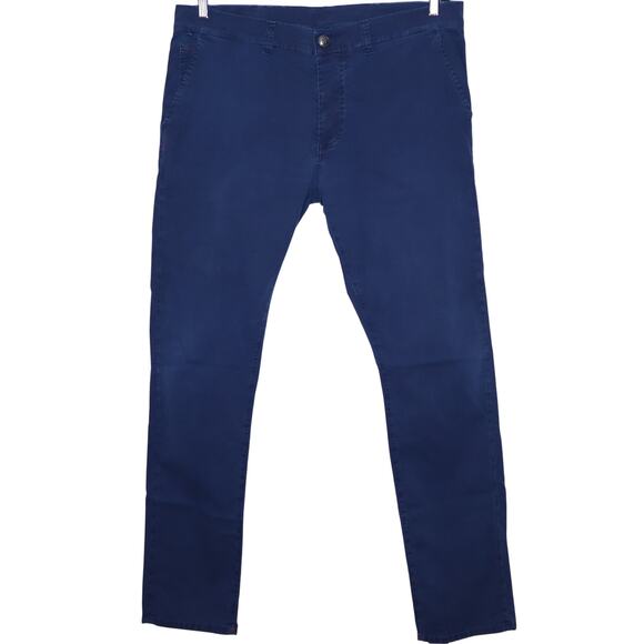 ISAIA Napoli Straight Fit Chino Pant Blue Button Fly Casual Men's 54 / US 38 - Picture 1 of 11